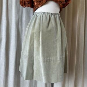 Vintage A-line suede skirt Sage green